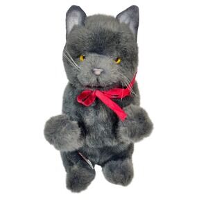 1987 Applause Russian Blue Kitten Plush 10in Gray Jockline Vintage Toy